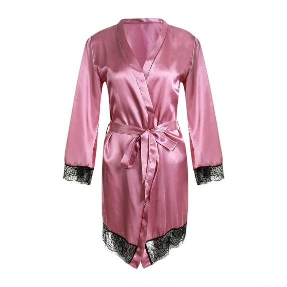 Douhoow Summer Women Nightgown One Piece Robe Imitation Ice Silk Sleep Dress