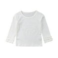 thumbnail image 1 of Douhoow Toddler Baby Girl Long Sleeve T-Shirt Spring Crew Neck Cotton Ruffles Solid Color Tops, 1 of 8