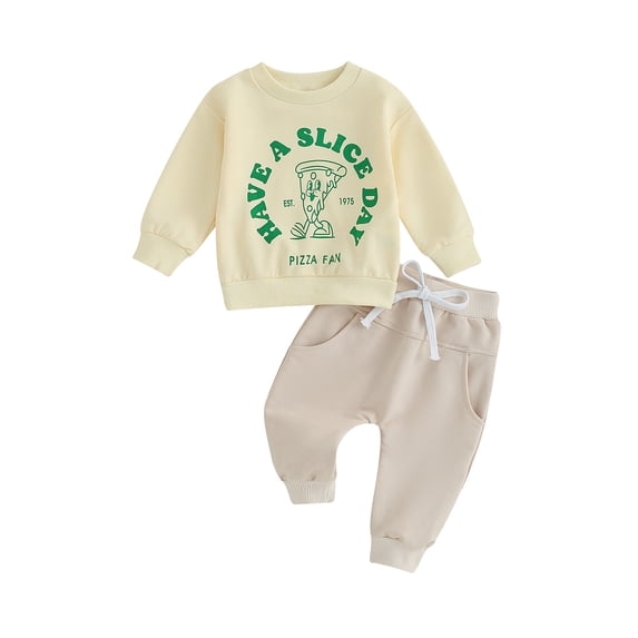 Douhoow Toddler Boys 2PCS Winter Pants Sets Long Sleeve Letter Pattern Sweatshirt and Drawstring Pants Set