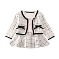 thumbnail image 1 of Douhoow Toddler Girl 2PCS Autumn Clothes Set Long Sleeve Patchwork Short Dress+Plaid Coat, 1 of 8