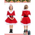 thumbnail image 1 of Douhoow Toddler Girl Christmas Hooded Dress Long Sleeve Plush Patchwork A-Line Dress, 1 of 9