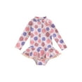thumbnail image 1 of Douhoow Toddler Girl Floral Bathing Suit Kids Rash Guard Long Sleeve Zipper Ruffle Tassel One Piece Swimsuit, 1 of 9