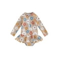 thumbnail image 1 of Douhoow Toddler Girl Floral Bathing Suit Kids Rash Guard Long Sleeve Zipper Ruffle Tassel One Piece Swimsuit, 1 of 9