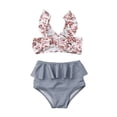 thumbnail image 1 of Douhoow Toddler Girls 2 Pieces Swimsuit Leopard Swimwear Flower Bathing Suit, 1 of 7