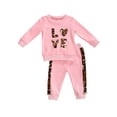 thumbnail image 1 of Douhoow Toddler Girls Long Sleeve Leopard Print Sweatshirt Long Pants Fall Clothes Set, 1 of 9