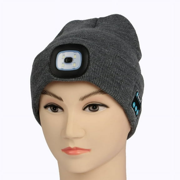 Douhoow Unisex Bluetooth LED Light Beanie Hat,Hands Free Headlamp Headphone Cap