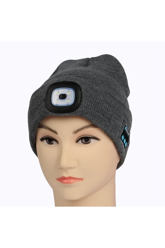 Unisex Bluetooth LED Light Beanie Hat,Hands Free Headlamp Headphone Cap