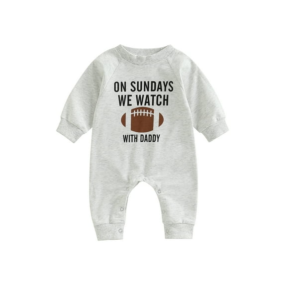 Douhoow Unisex Infant Autumn Jumpsuit Girls Boys Letter Print Long Sleeve Full Length Romper