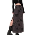 thumbnail image 1 of Douhoow Vintage Long Skirts for Women High Waist Flower Print Side Split Skirts, 1 of 6