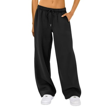 Douhoow Wide Leg Sweatpants for Women Elastic High Waist Baggy Pants Teen Girls Straight Leg Trousers
