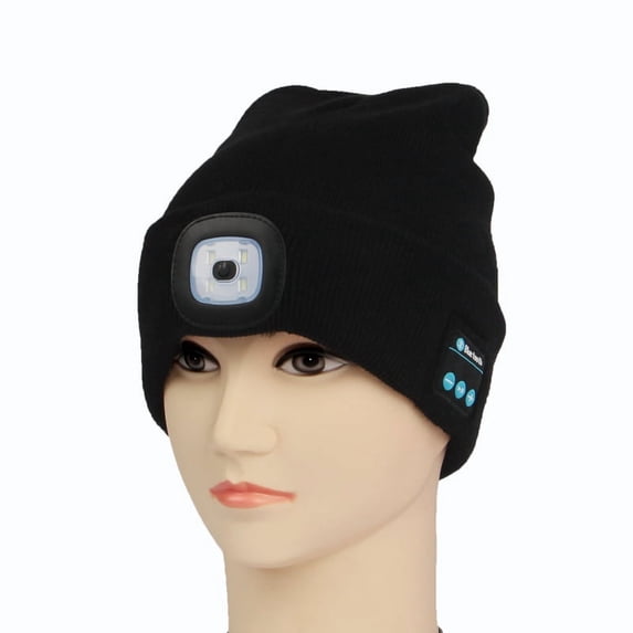 Douhoow Winter Beanie Knitted Hat Wireless Bluetooth 5.0 Smart Cap LED Light Handfree Headphone