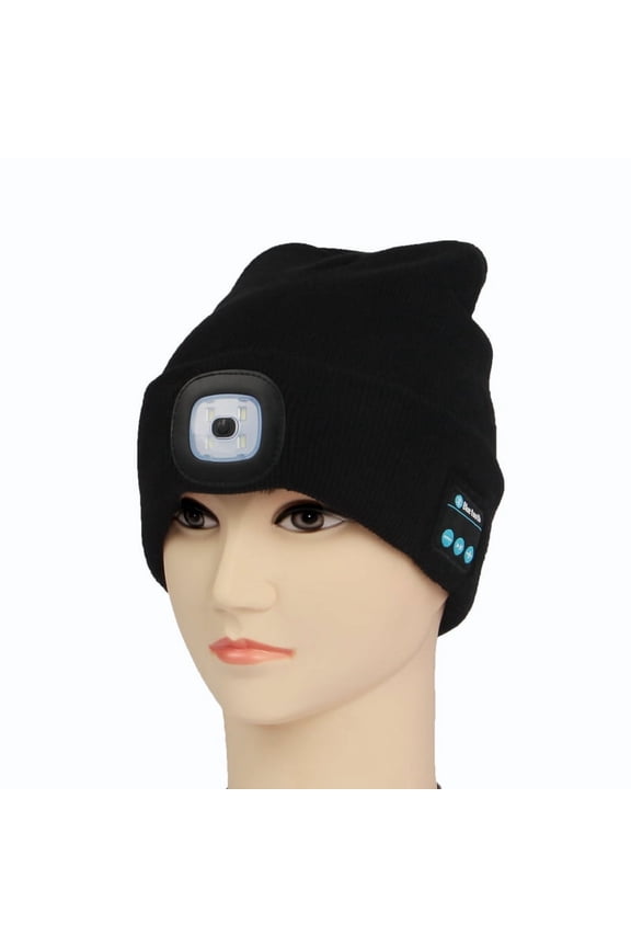 Winter Beanie Knitted Hat Wireless Bluetooth 5.0 Smart Cap LED Light Handfree Headphone