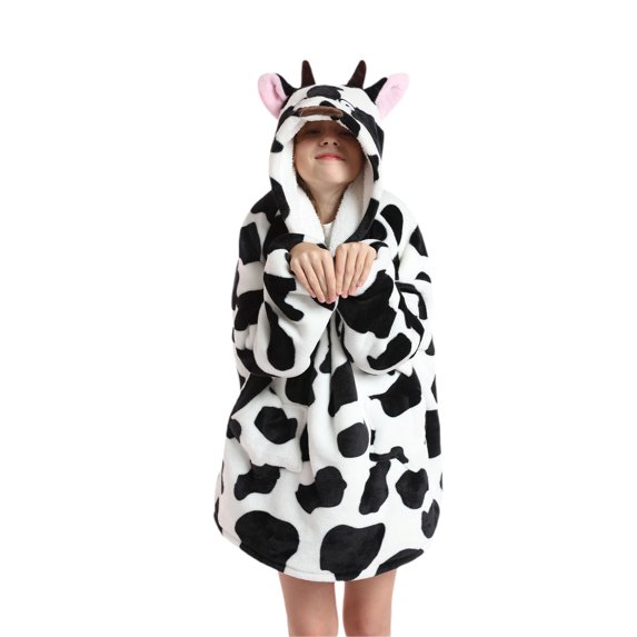 Douhoow Winter Sherpa Blanket Plush Fleece Sweatshirt Family Matching Hoodie Adult Kids Homewear