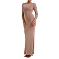 thumbnail image 1 of Douhoow Women Backless Bodycon Dress Long Sleeve Boat Neck Long Party Dresses Clubwear, 1 of 9