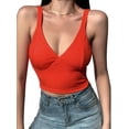 thumbnail image 1 of Douhoow Women Basic Tank Top V-Neck Sleeveless Backless Camisole Stretchy Slim Fit Knit Crop Top, 1 of 9