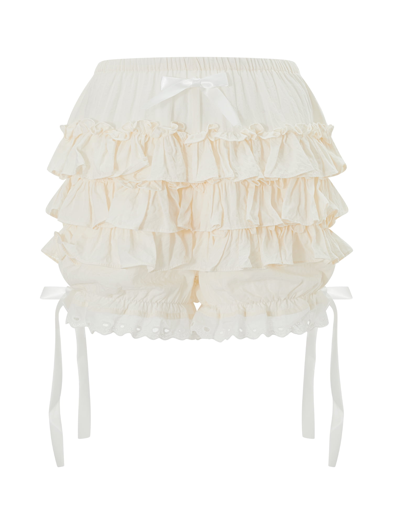Douhoow Women Bloomers Lace Trim Shorts Layered Ruffle Shorts Cute ...