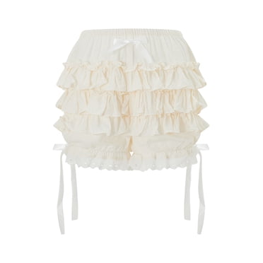 Antaina White Lace Cotton Victorian Bloomers – Lolita Ruffled Shorts Pants For Gothic & Classic Fashion