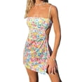 thumbnail image 1 of Douhoow Women Bodycon Floral Dress Casual Spaghetti Strap Mini Dress Tank Dresses, 1 of 7