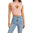 thumbnail image 1 of Douhoow Women Cutout Ribbed Tank Top Sleelveless Crop Tops High Neck Slim Camis Tops, 1 of 8