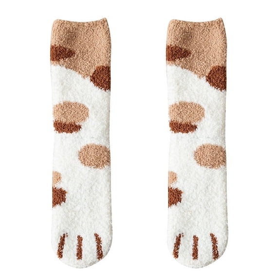 Douhoow Women Fleece Socks Winter Thick Warm Cat Claws Floor Socks