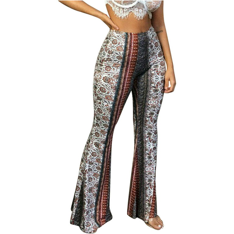 Floral High Waist Flare Pants For Women Fashionable Summer Long