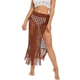 thumbnail image 1 of Douhoow Women High Waist Knitted Hollow Out Bikini Cover ups Tassel Lace-up Skirt Beach Cover up, 1 of 1