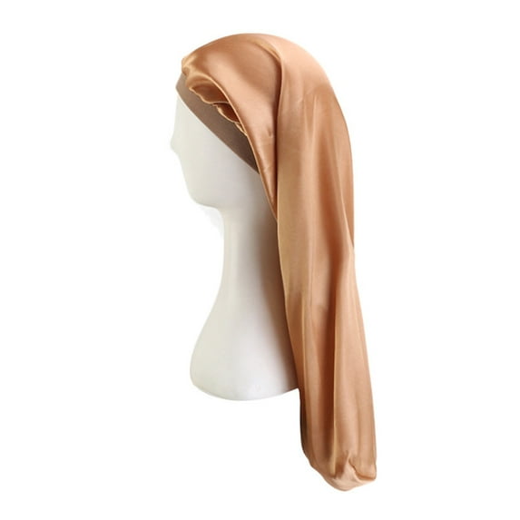 Douhoow Women Long Bonnet Hat Floral Satin Sleep Cap Head Wrap Curly Hair Styling Tools