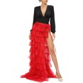 thumbnail image 1 of Douhoow Women Mesh Tulle Long Skirts Tutu Floor Length Layered High Waist Slit Irregular Overskirt, 1 of 8
