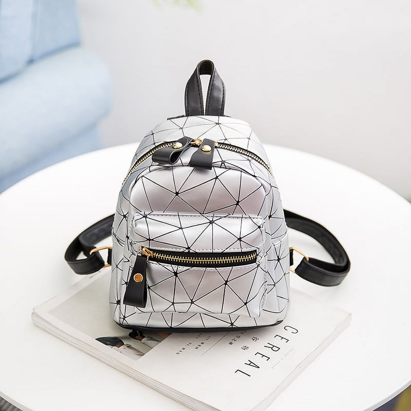 Silver top geometric backpack