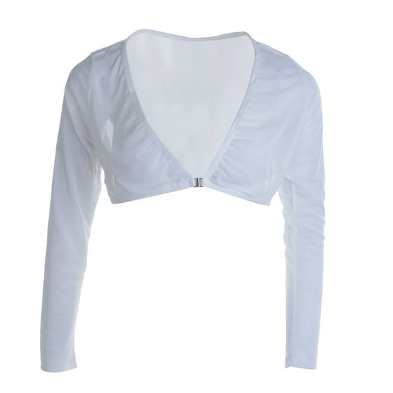 Douhoow Women Plus Size See-through Crop Tops Seamless Arm Shaper Short Top Mesh Cardigan