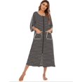 thumbnail image 1 of Douhoow Women Robe Dressing Gowns Long Sleeve Stripes Nightwear Zip Up Bathrobe Sleepwear, 1 of 8