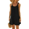 thumbnail image 1 of Douhoow Women Short Beach Dress Solid Color Sleeveless U Neck Mini Dresses Beachwear, 1 of 8