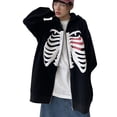 thumbnail image 1 of Douhoow Women Skeleton Print Hoodies Zipper Sweatshirt Long Sleeve Harajuku Jacket Streetwear, 1 of 9
