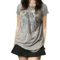thumbnail image 1 of Douhoow Women Skull Printed Gothic T-Shirt Vintage Short Sleeve Loose Tee Shirt Tops, 1 of 6