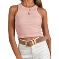 thumbnail image 1 of Douhoow Women Solid Color Tank Tops Sleeveless Vest Summer Basic Tees Slim Fit Ribbed Crop Top, 1 of 8
