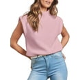 thumbnail image 1 of Douhoow Women Sweater Vest Sleeveless Mock Neck Knit Tops Solid Color Loose Crop Top, 1 of 8
