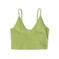 thumbnail image 1 of Douhoow Women Tank Tops Solid Color Ribbed Spaghetti Straps V-Neck Backless Crop Tops Slim Vest, 1 of 6