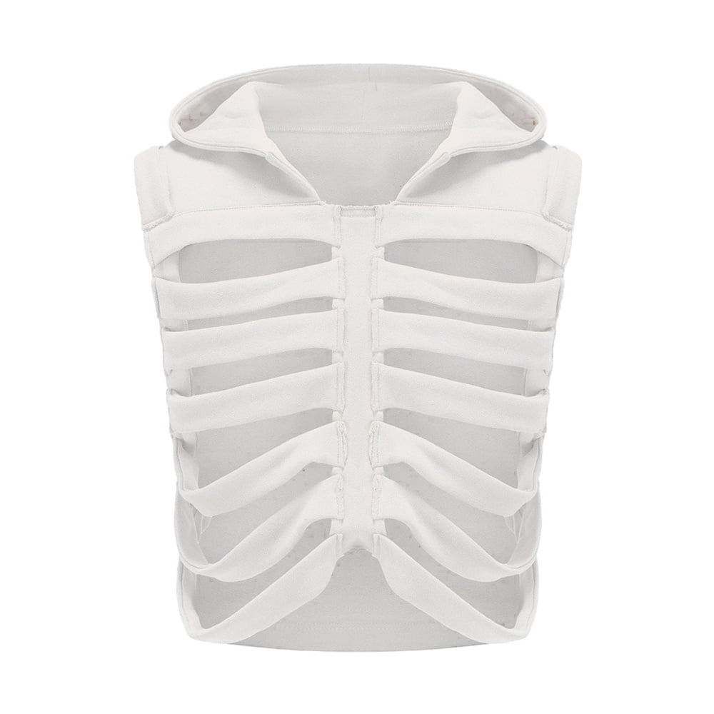 Douhoow Women Vest New Streetwear Hollowed Skeleton Hoodie