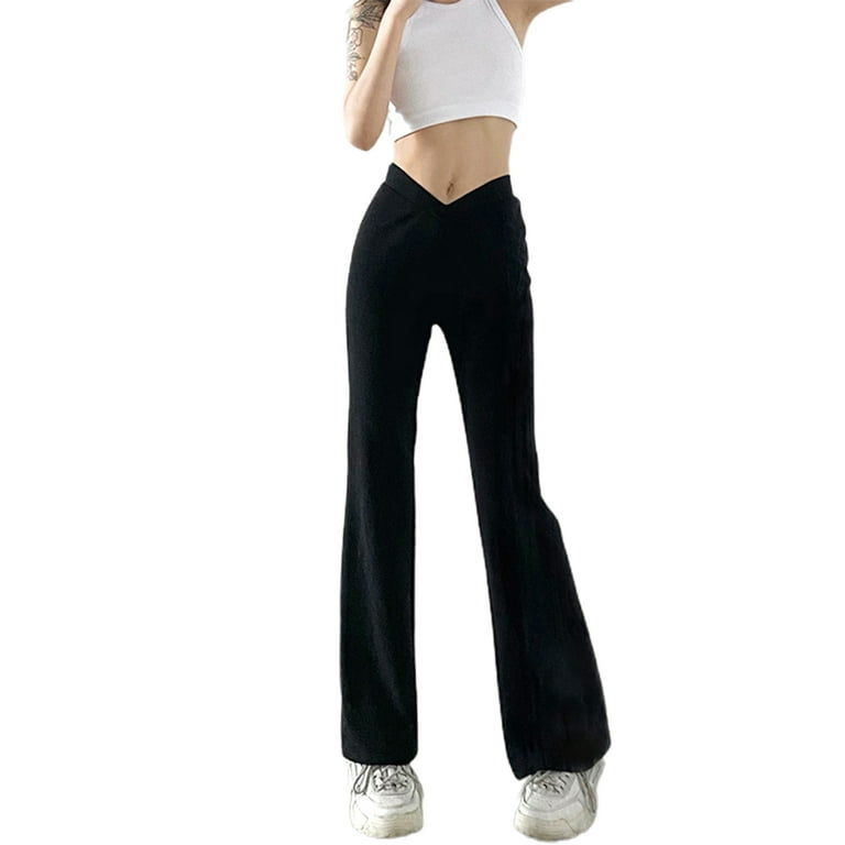 V-Waist Wide Leg Pants - Black / S