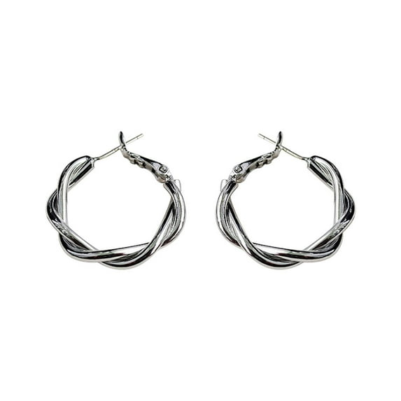 Douhoow Women's Earrings Adult Solid Color Twist Shape Round Hoop Earrings Female Jewelry