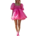 thumbnail image 1 of Douhoow Women's Mini Princess Dress Elegant Puff Sleeve Tutu Party Court Prom Short Dresses, 1 of 8