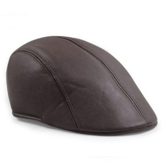 DouhoowVintage Men Women Leather Flat Ivy Cap Newsboy Bonnet Cabbie Biker Beret Hat