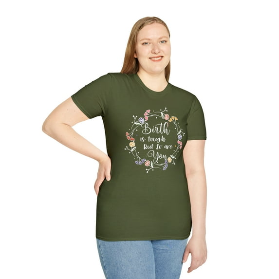 Doula Quotes Birth, Gildan Unisex Softstyle T-Shirt, Graphic Tee, S-3XL