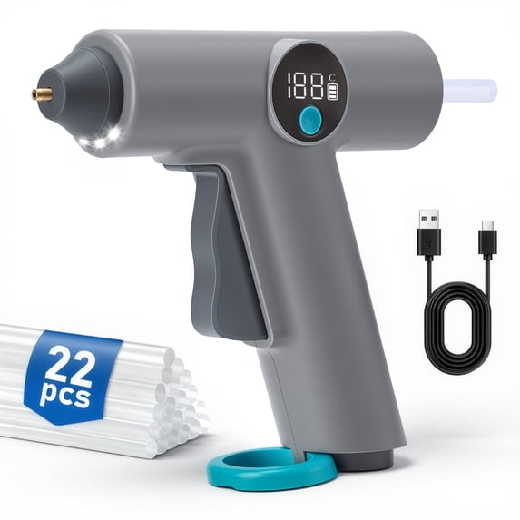 Doulami Cordless Hot Glue Gun with 2000mAh Rechargeable Battery, Mini Glue Gun with 22 Glue Sticks for DIY Arts Crafts Working