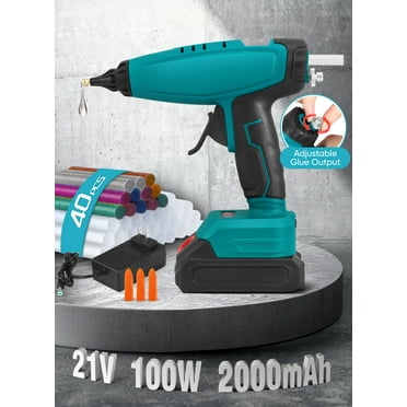 Doulami 100W Cordless Hot Glue Gun Kit with 2000mAh Battery, 40 Glue Sticks, & Adjustable Output for DIY & Repairs