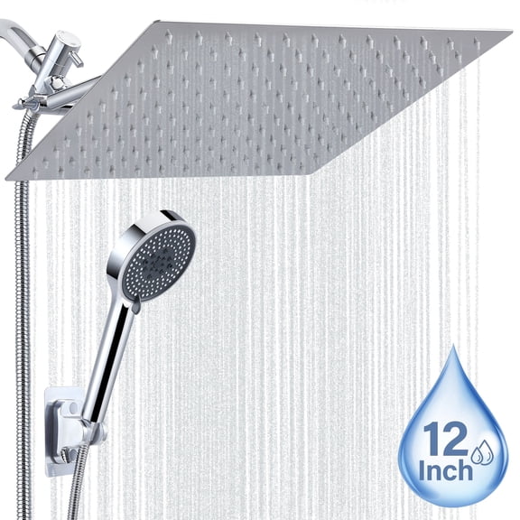 Doulami 12 Inch Rainfall Shower Head Combo 5-Setting High Pressure Handheld Showerhead