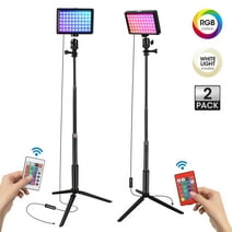 Doulami 2-Pack LED Video Kit RGB Photography Lighting Kit Dimmable USB Powered Studio Lights with Adjustable Tripod Stand and Remote For Video Conference Brilliant Content Creation