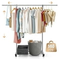 thumbnail image 1 of Doulami Clothes Rack on Wheels Rolling Garment Rack with Shelves Stainless Steel Extendable Clothing Drying Rack for Hanging Clothes, 1 of 11