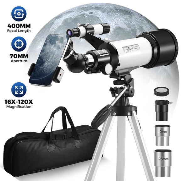 Doulami 70mm Aperture Telescope for Adults Astronomy Beginners, 400mm Portable Refractor Telescopes