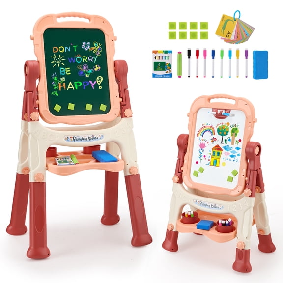 Doulami Art Easel for Kids, Adjustable Double-Sided Drawing Board with Painting Accessories, 360 Rotatable, Ages 3 and Up, Blue